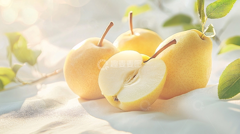高清大图下载【趣麦麦图】阳光下的新鲜梨