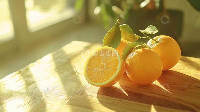 高清大图下载【趣麦麦图】阳光下的橙子与柠檬