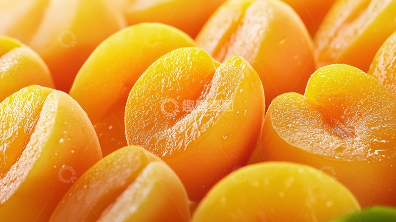 高清大图下载【趣麦麦图】新鲜多汁的杏子切片