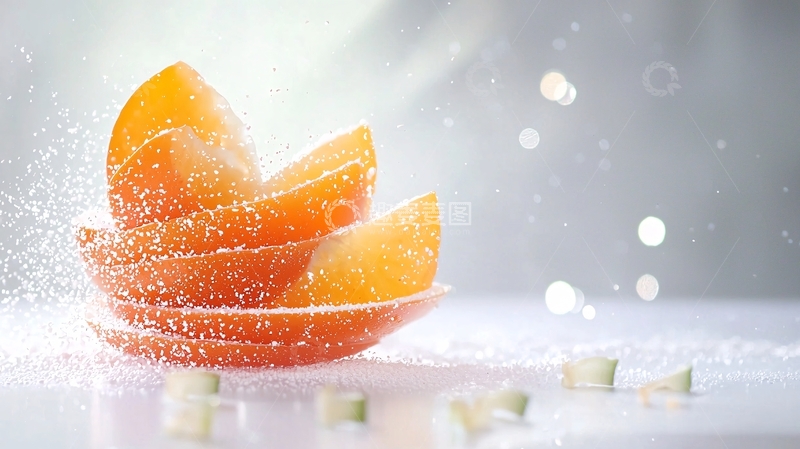 高清大图下载【趣麦麦图】橙子切片飞溅效果