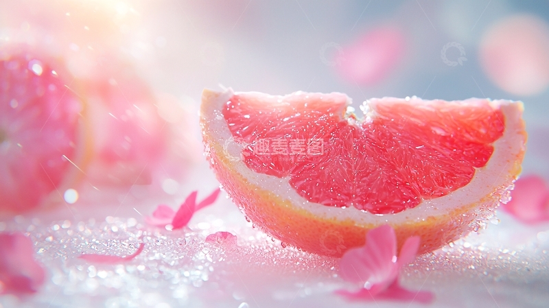 高清大图下载【趣麦麦图】粉色柚子切片背景素材