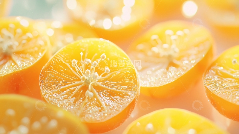 高清大图下载【趣麦麦图】橙子切片特写背景素材
