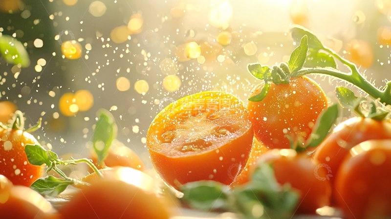 高清大图下载【趣麦麦图】阳光下的新鲜番茄切片