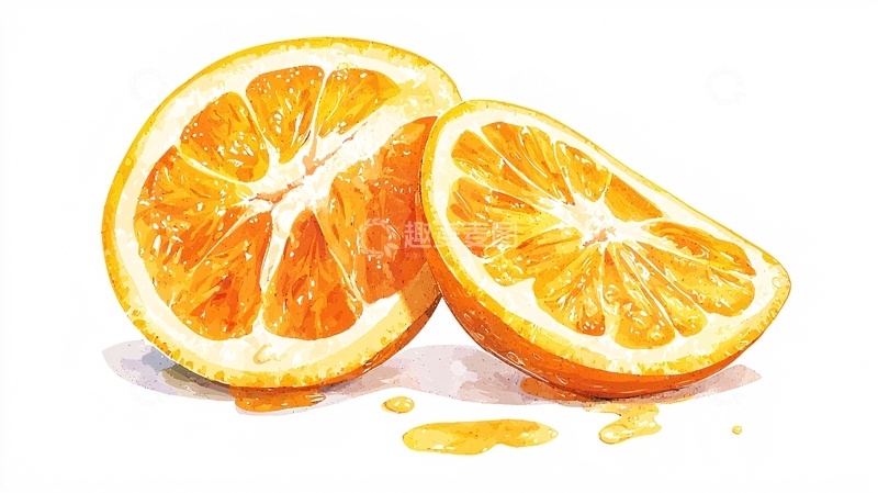 高清大图下载【趣麦麦图】橙子切片水果插画