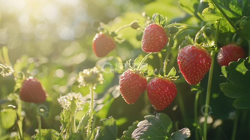 高清大图下载【趣麦麦图】阳光下的草莓园