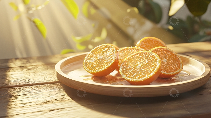 高清大图下载【趣麦麦图】阳光下的橙子切片