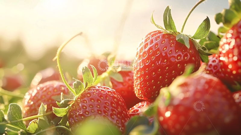 高清大图下载【趣麦麦图】阳光下的草莓果实