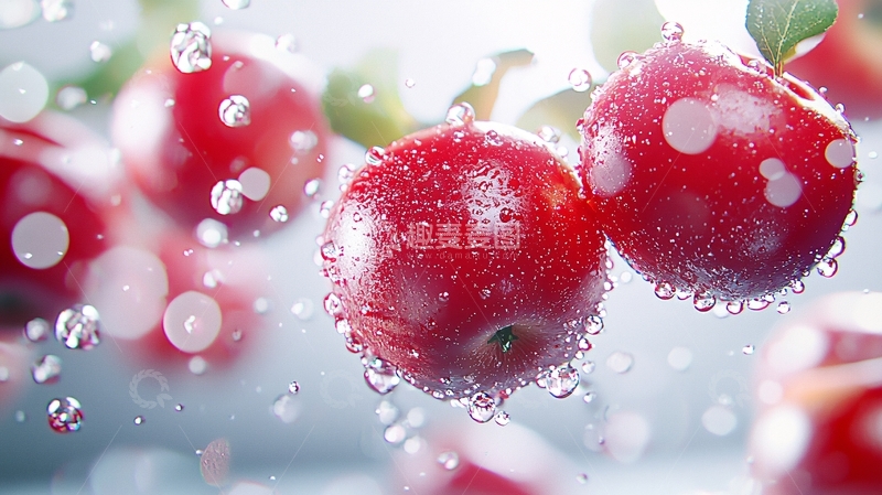高清大图下载【趣麦麦图】水珠中的红苹果
