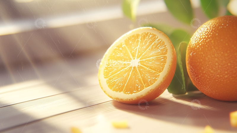 高清大图下载【趣麦麦图】阳光下的橙子切片