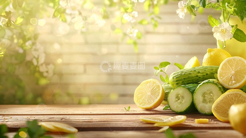 高清大图下载【趣麦麦图】夏日清新水果蔬菜摆拍背景