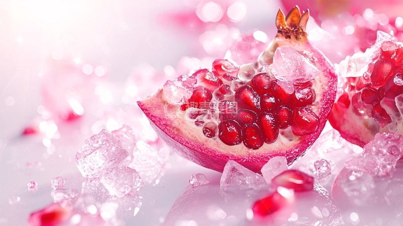高清大图下载【趣麦麦图】冰晶石榴切片背景图