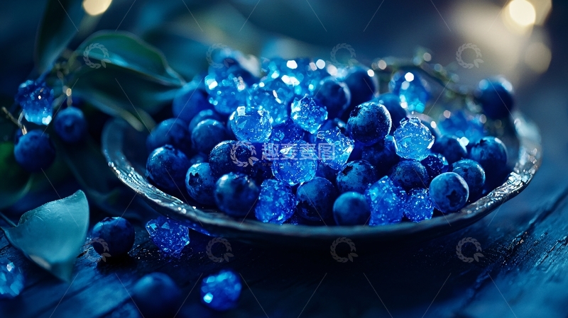 高清大图下载【趣麦麦图】蓝色宝石蓝莓水晶装饰