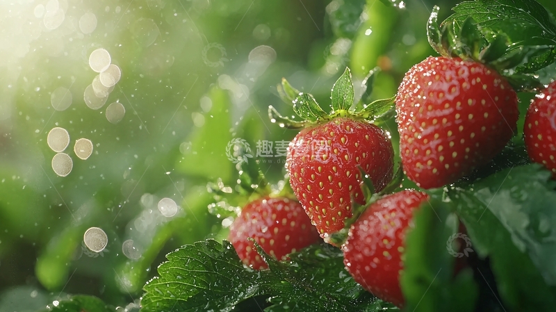 高清大图下载【趣麦麦图】雨后草莓自然风光
