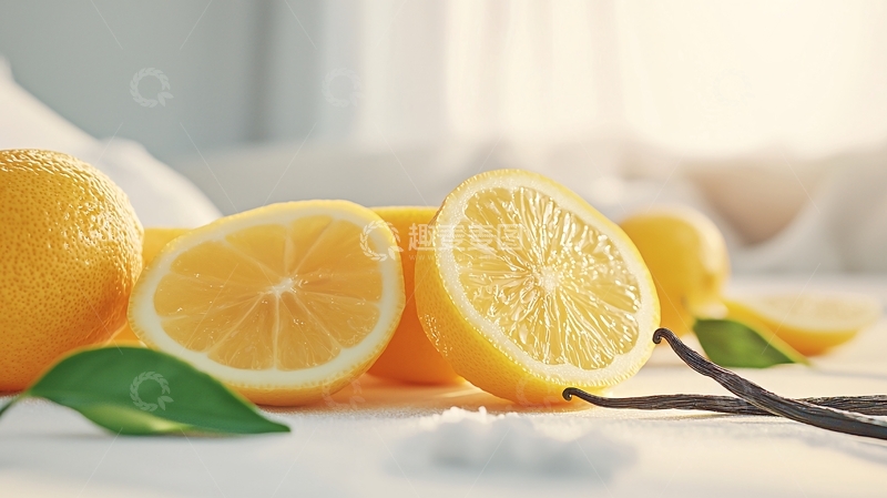 高清大图下载【趣麦麦图】柠檬切片与香草荚