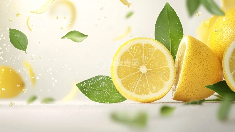 高清大图下载【趣麦麦图】清新柠檬切片背景素材