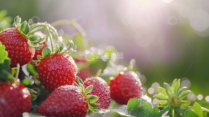 高清大图下载【趣麦麦图】阳光下的草莓水果素材