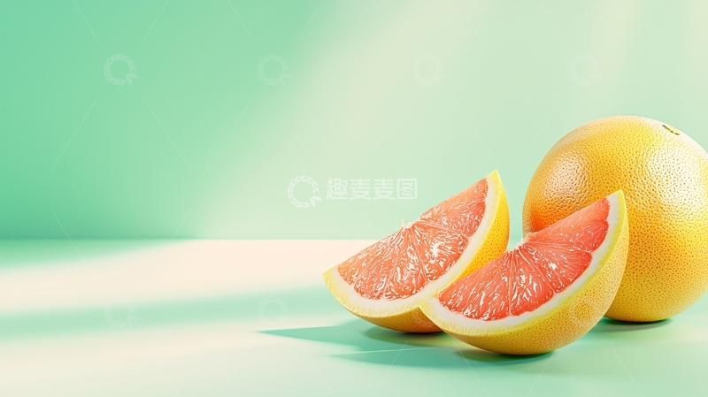 高清大图下载【趣麦麦图】清新柚子切片背景图