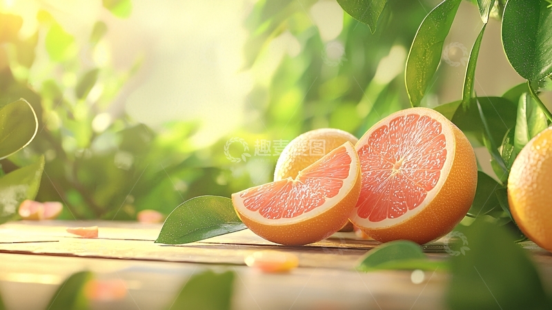 高清大图下载【趣麦麦图】阳光下的柚子切片