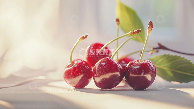 高清大图下载【趣麦麦图】阳光下的樱桃水果素材