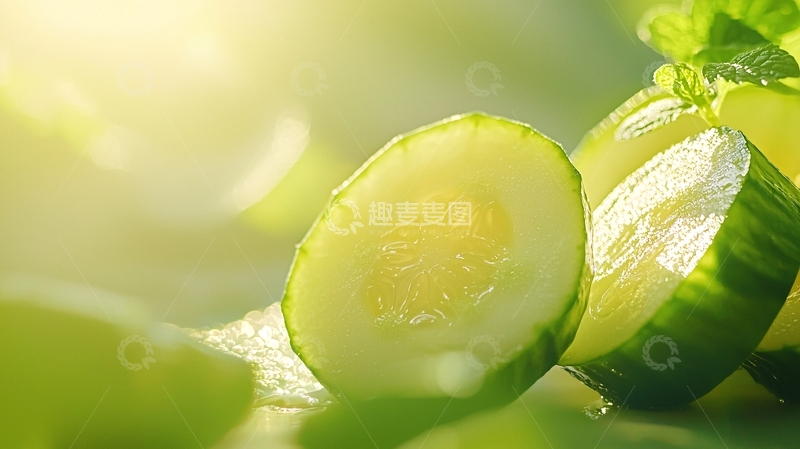高清大图下载【趣麦麦图】清新黄瓜切片背景图