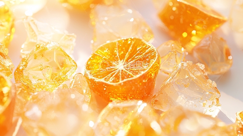 高清大图下载【趣麦麦图】橙子切片与冰块的特写