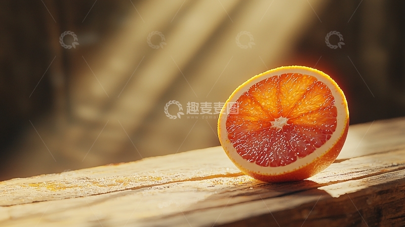 高清大图下载【趣麦麦图】阳光下的血橙切片