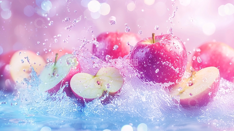 高清大图下载【趣麦麦图】水花四溅的红苹果