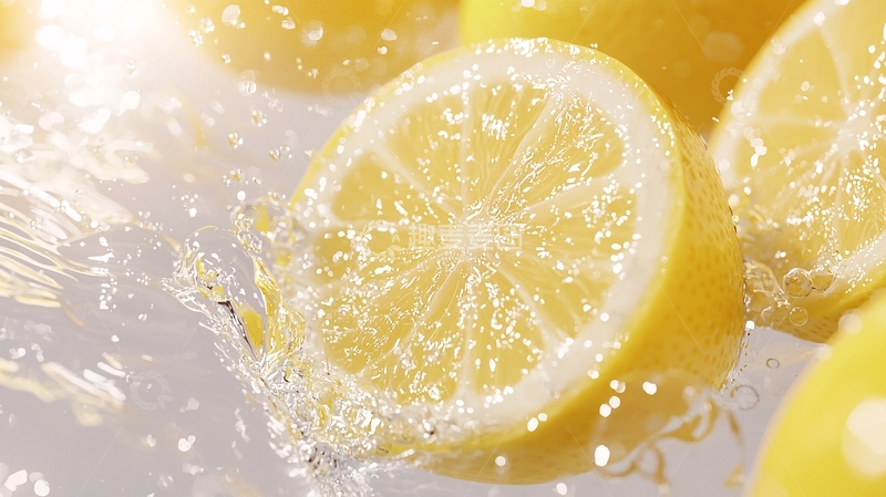高清大图下载【趣麦麦图】柠檬切片水花飞溅
