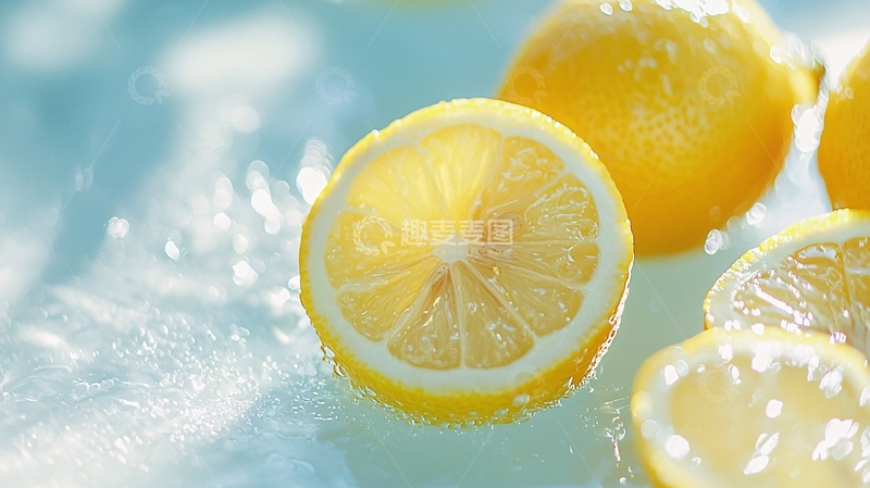 高清大图下载【趣麦麦图】清新柠檬水果素材背景图