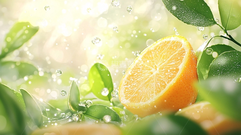 高清大图下载【趣麦麦图】清新柠檬与绿叶自然风光