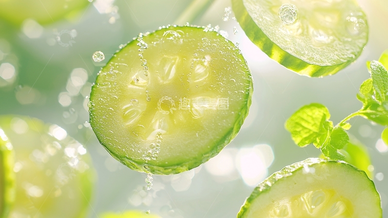 高清大图下载【趣麦麦图】清新黄瓜切片背景素材