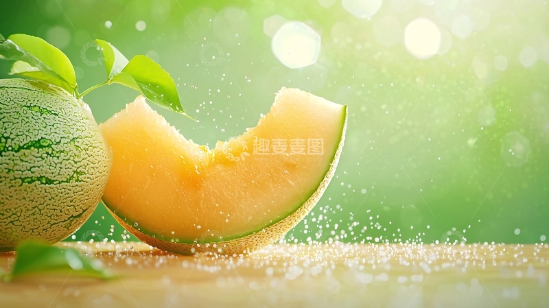高清大图下载【趣麦麦图】清新甜瓜切片水果素材