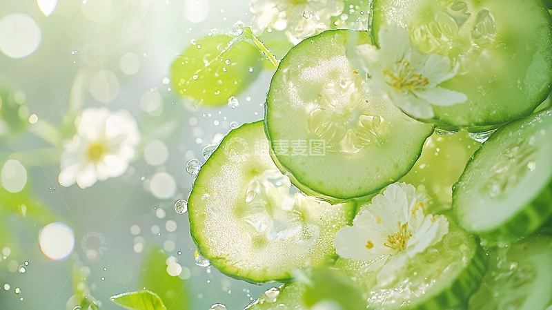 高清大图下载【趣麦麦图】清新黄瓜切片背景素材