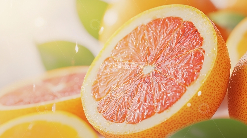 高清大图下载【趣麦麦图】新鲜柚子切片水果素材
