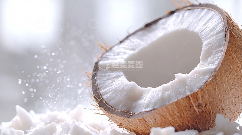 高清大图下载【趣麦麦图】椰子切开的特写照片