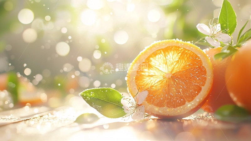 高清大图下载【趣麦麦图】阳光下的橙子切片