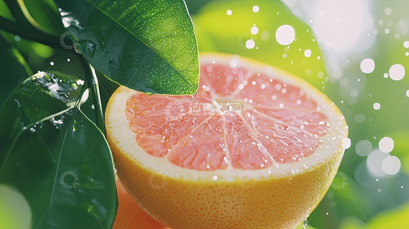 高清大图下载【趣麦麦图】清新柚子切片自然背景