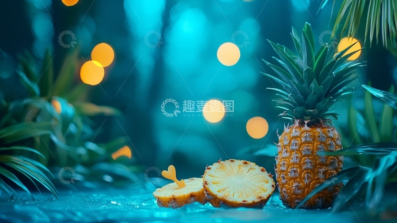 高清大图下载【趣麦麦图】热带风情菠萝切片背景
