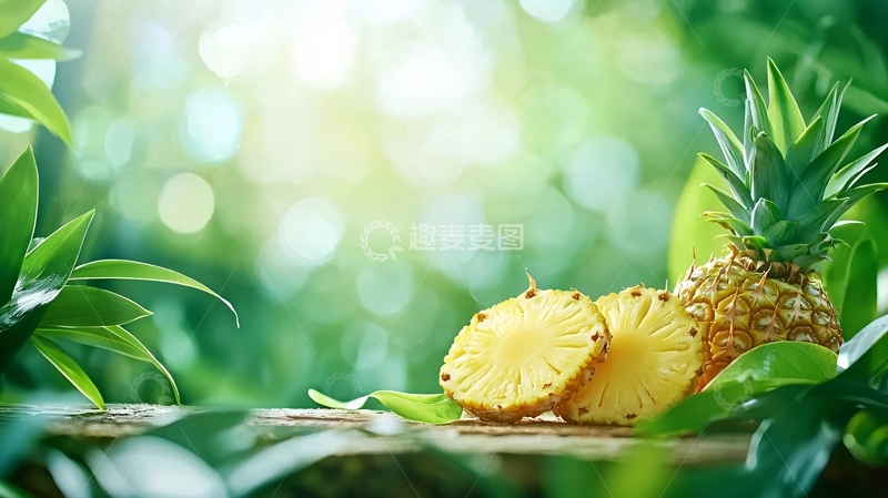 高清大图下载【趣麦麦图】菠萝切片与完整菠萝