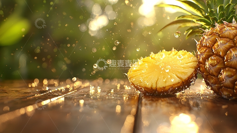 高清大图下载【趣麦麦图】阳光下的菠萝切片
