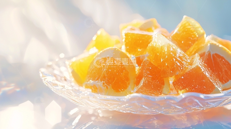 高清大图下载【趣麦麦图】阳光下的橙子切片
