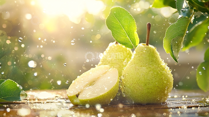 高清大图下载【趣麦麦图】阳光下的新鲜梨