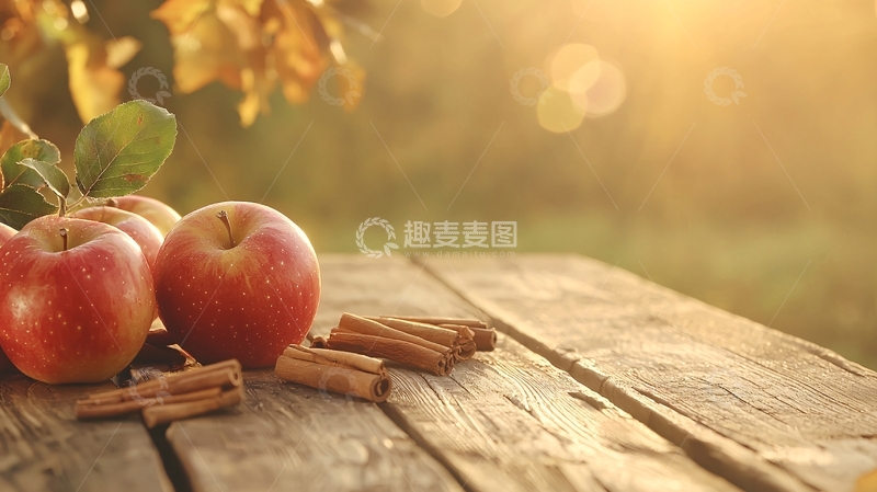 高清大图下载【趣麦麦图】秋日苹果与肉桂棒