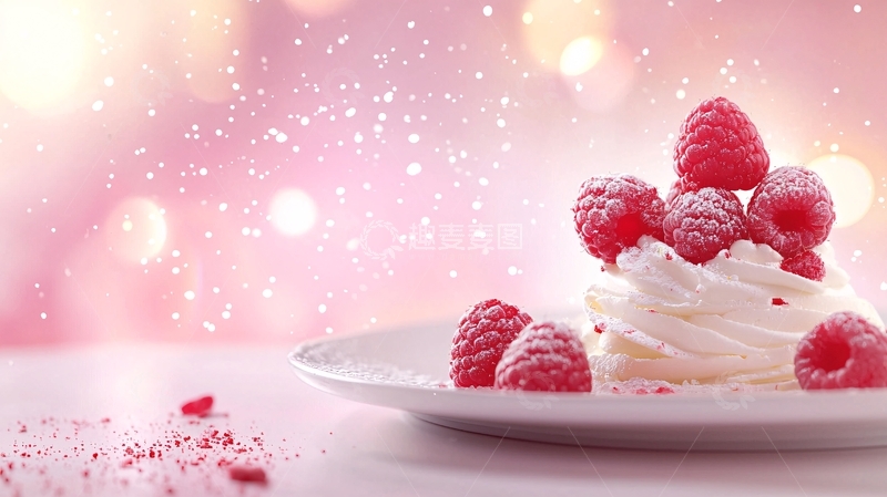 高清大图下载【趣麦麦图】粉色背景下的甜点蛋糕