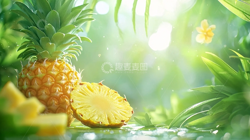 高清大图下载【趣麦麦图】阳光下的菠萝切片