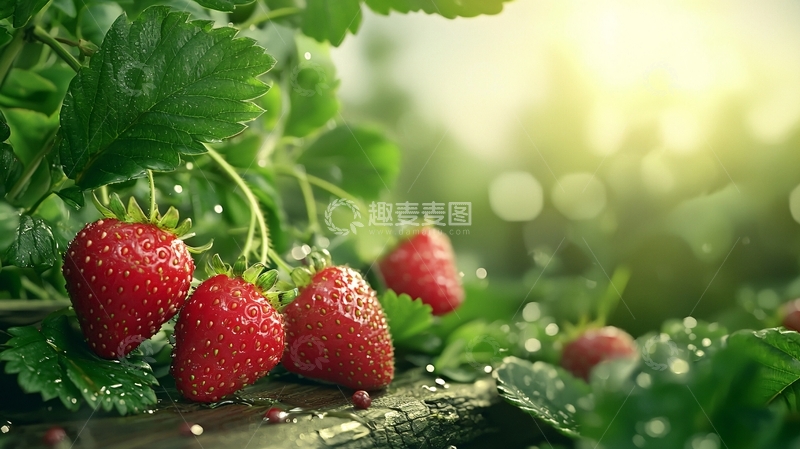 高清大图下载【趣麦麦图】阳光下的草莓园