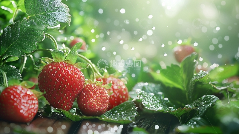 高清大图下载【趣麦麦图】雨后草莓园自然风光