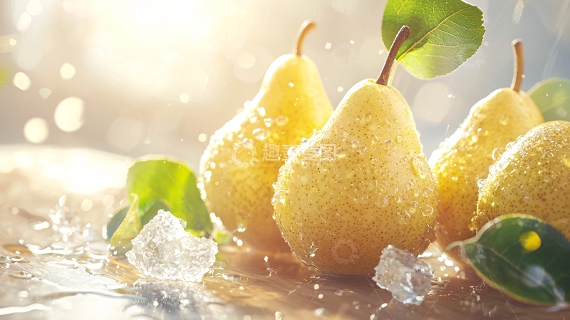 高清大图下载【趣麦麦图】阳光下的新鲜梨
