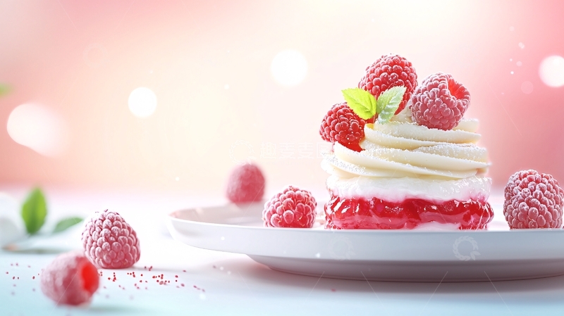 高清大图下载【趣麦麦图】-覆盆子蛋糕甜点美食
