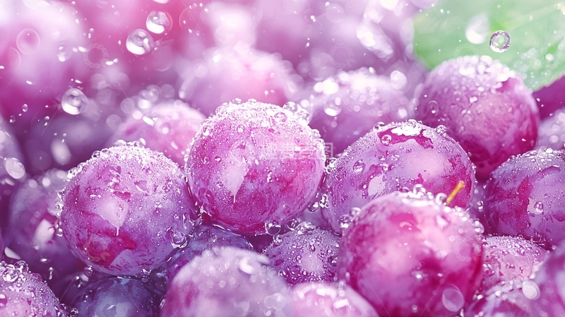 高清大图下载【趣麦麦图】紫色葡萄水珠特写